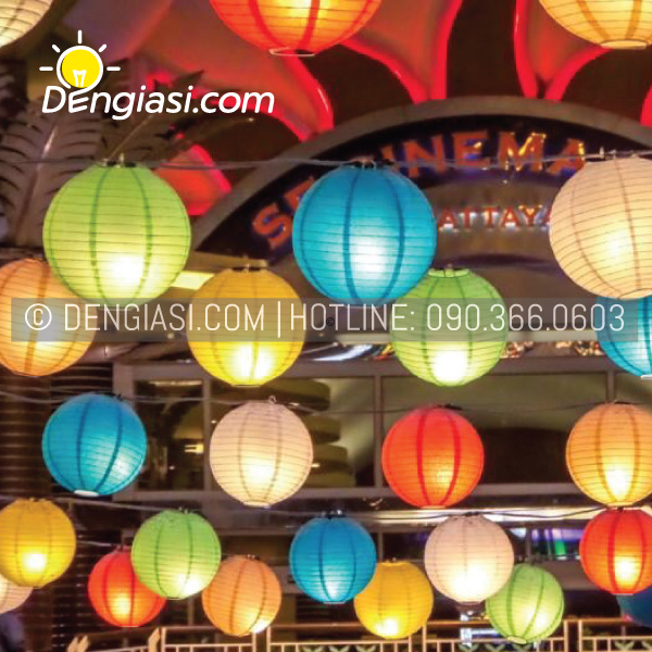 LỒNG ĐÈN GIẤY TRÒN MÀU 03